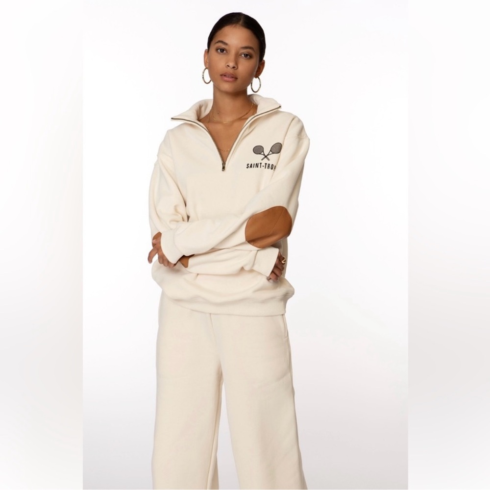 EllandEmm St. Tropez Boyfriend Half Zip in Ivory Size S/M